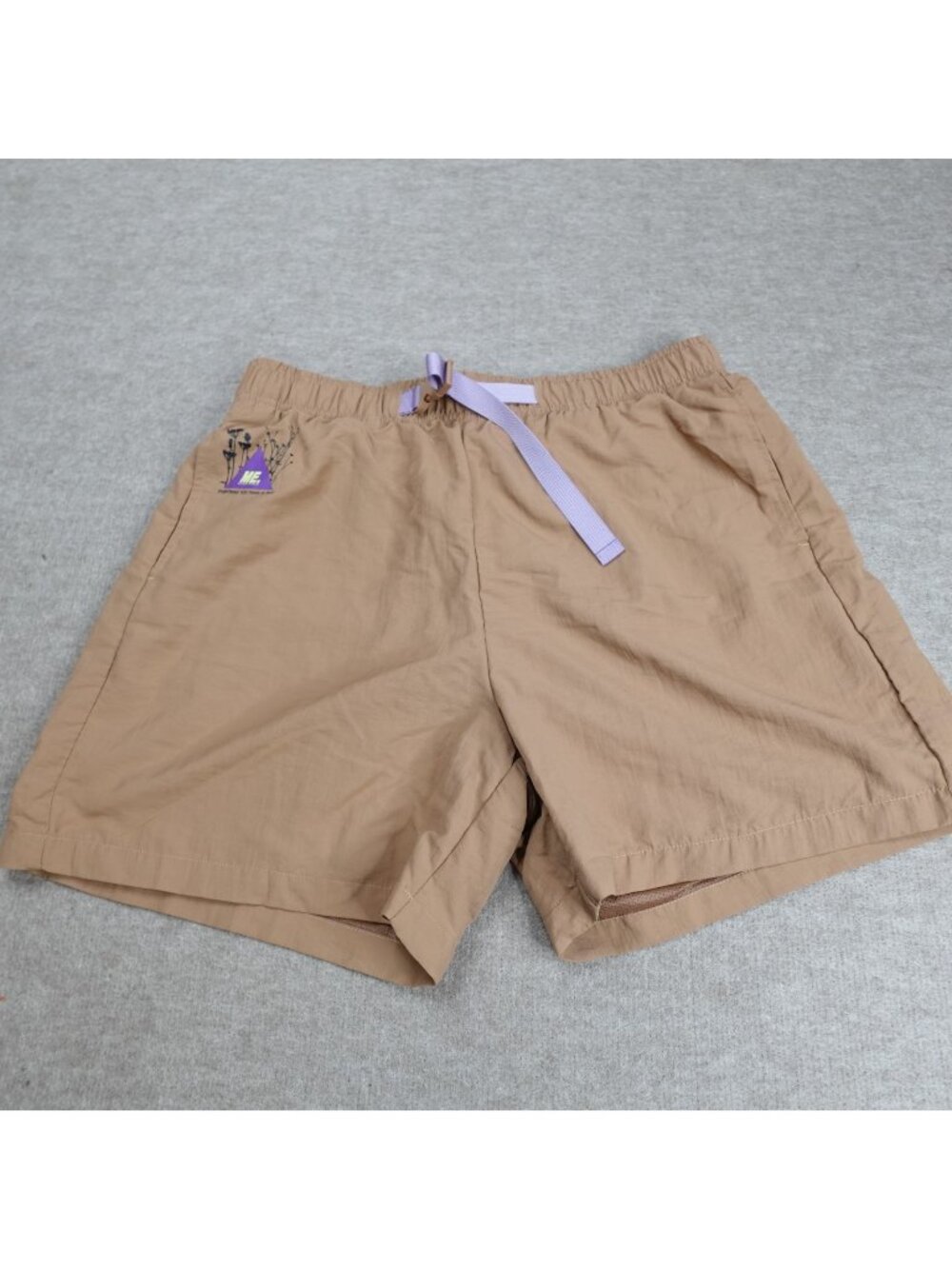 Melody Ehsani Shorts Large Beige Solid Nylon 4.5" Belted Lined Nylon Hiking NEW